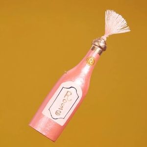 NEW Anthropologie Tasseled Rosé Christmas Ornament